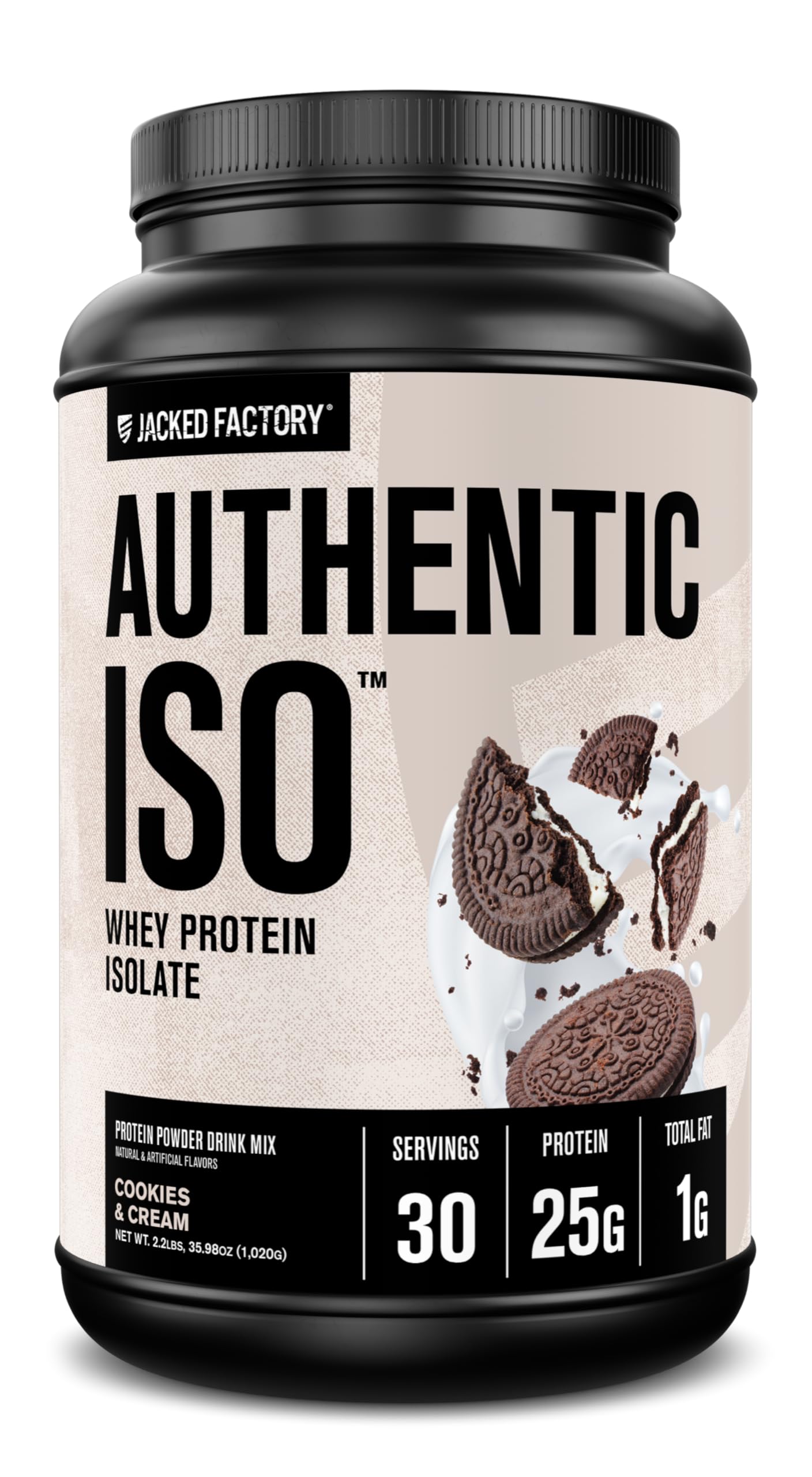 Jacked Factory ISO Whey Protein Isolate Powder Cookies & Cream, 30 Servings