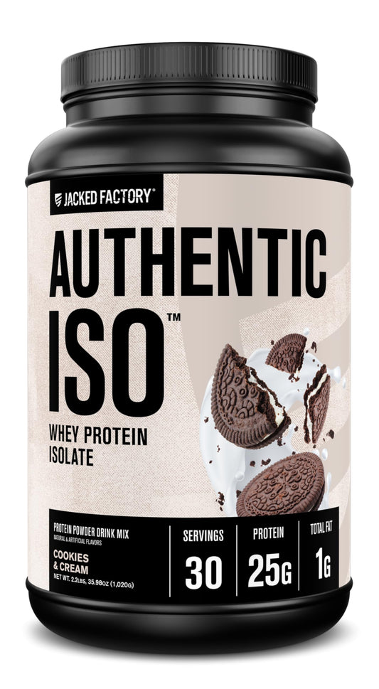 Jacked Factory ISO Whey Protein Isolate Powder Cookies & Cream, 30 Servings