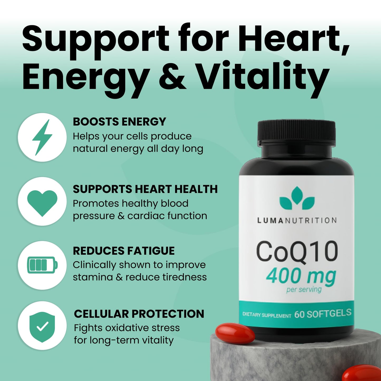 Luma Nutrition CoQ10 400mg Capsules 60 Count