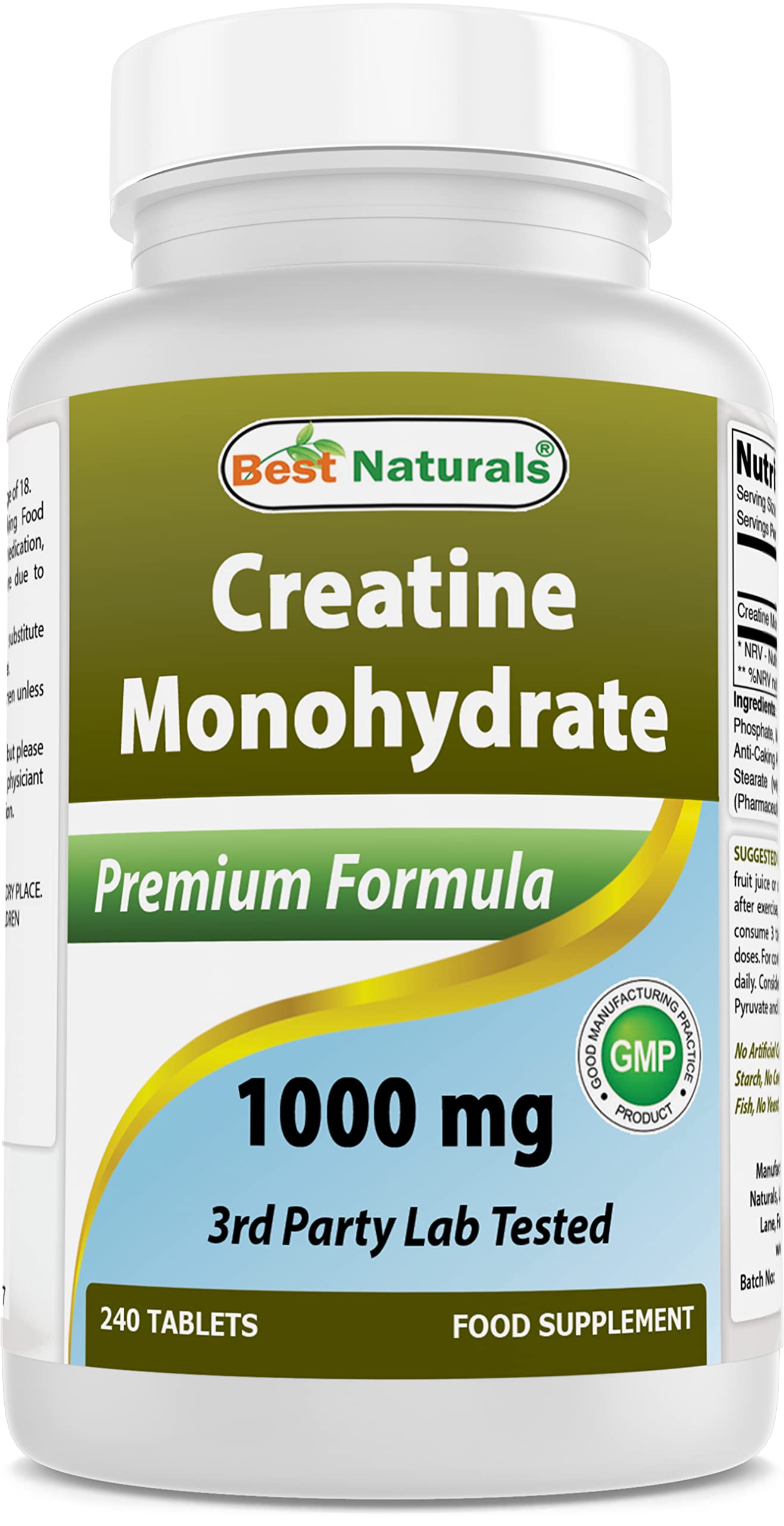 Best Naturals Creatine Monohydrate 1000 mg Tablet, 240 Tablets