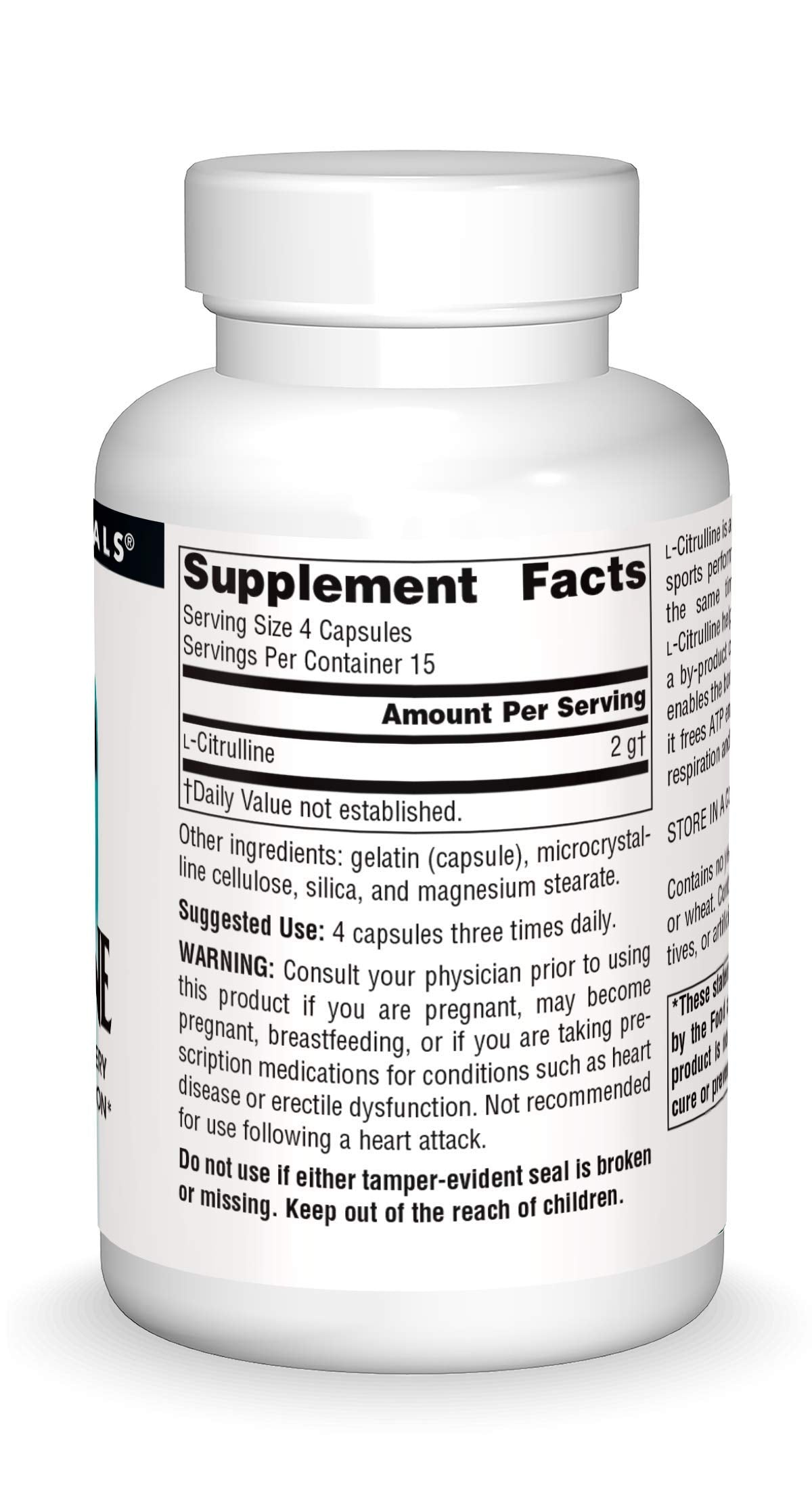 Source Naturals Free-Form L-Citrulline 500 mg Capsule, 60 Capsules