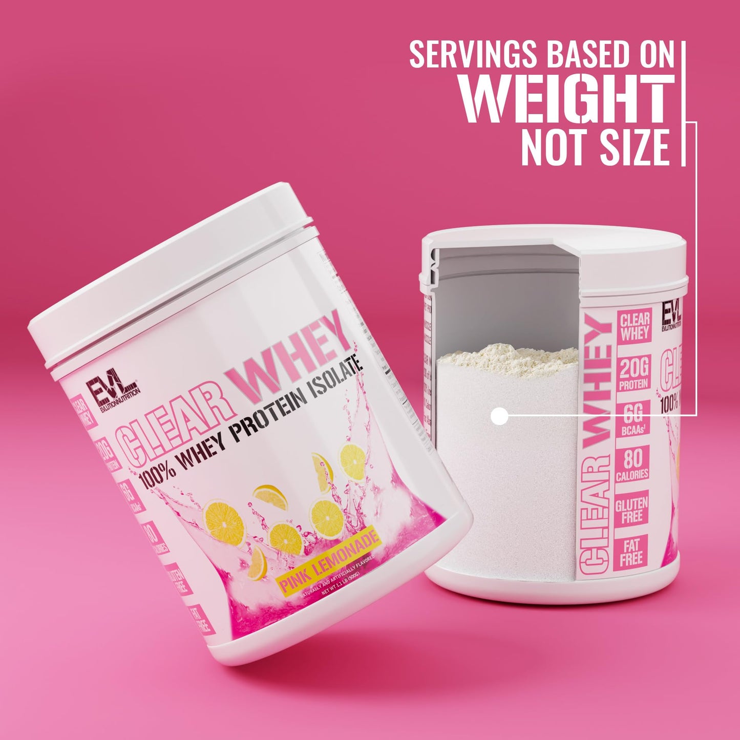 Evlution Clear Whey Protein Isolate Powder 17.6 oz Pink Lemonade