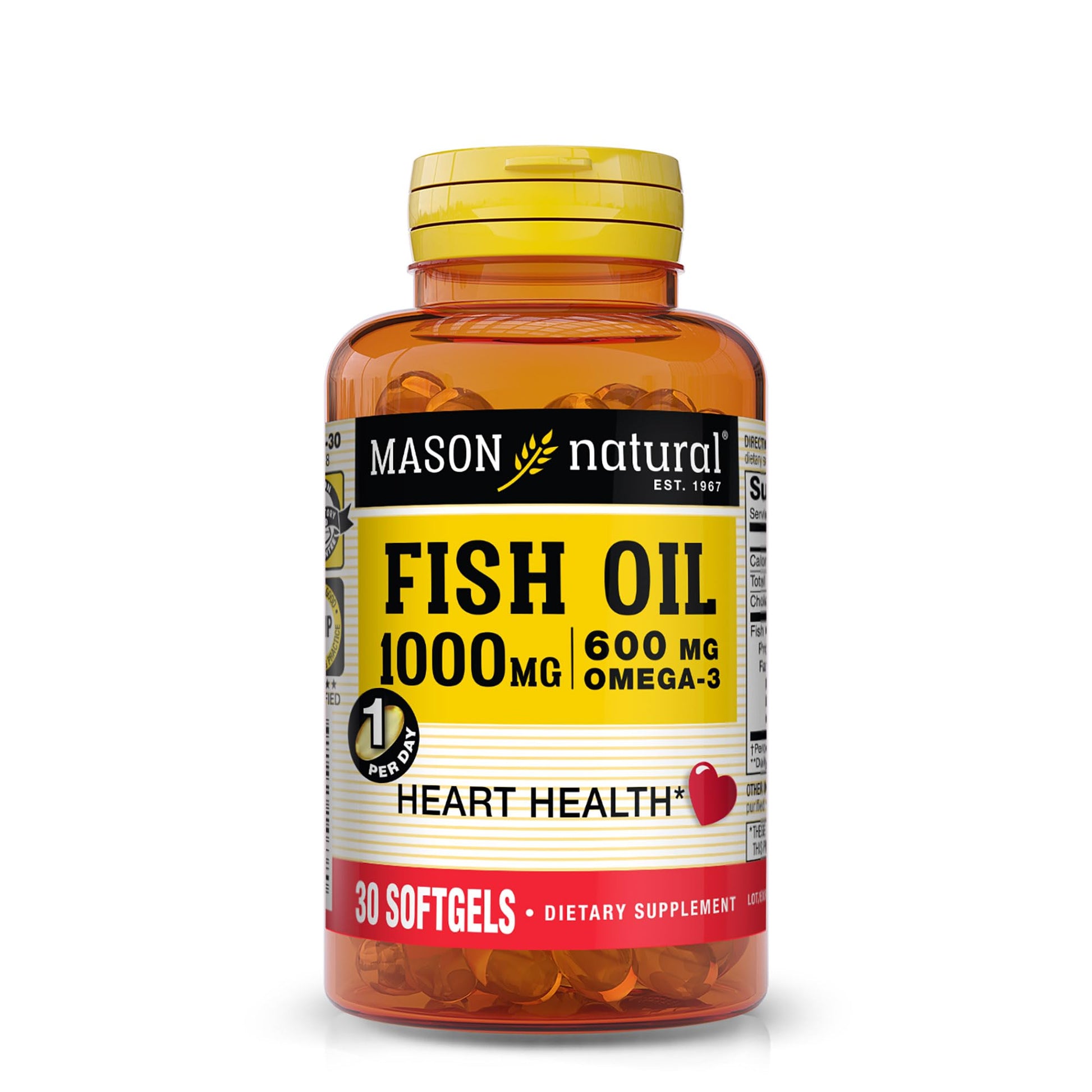 Mason Natural Fish Oil 1000mg Super Omega-3 Softgel, 30 Count