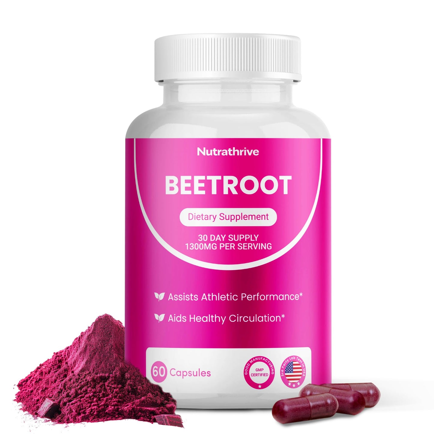 Nutrathrive Organic Beet Root Capsules 60 Capsules