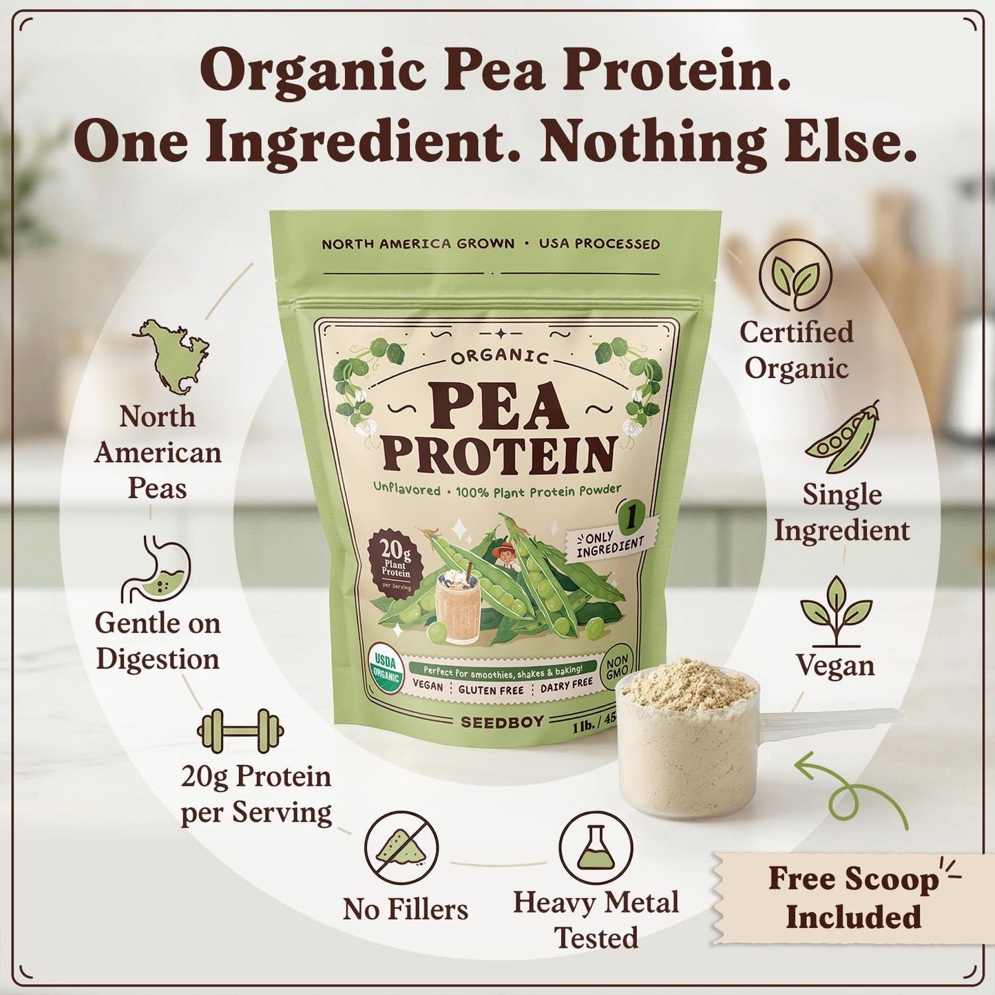 Seedboy Organic Pea Protein Powder 1 lb
