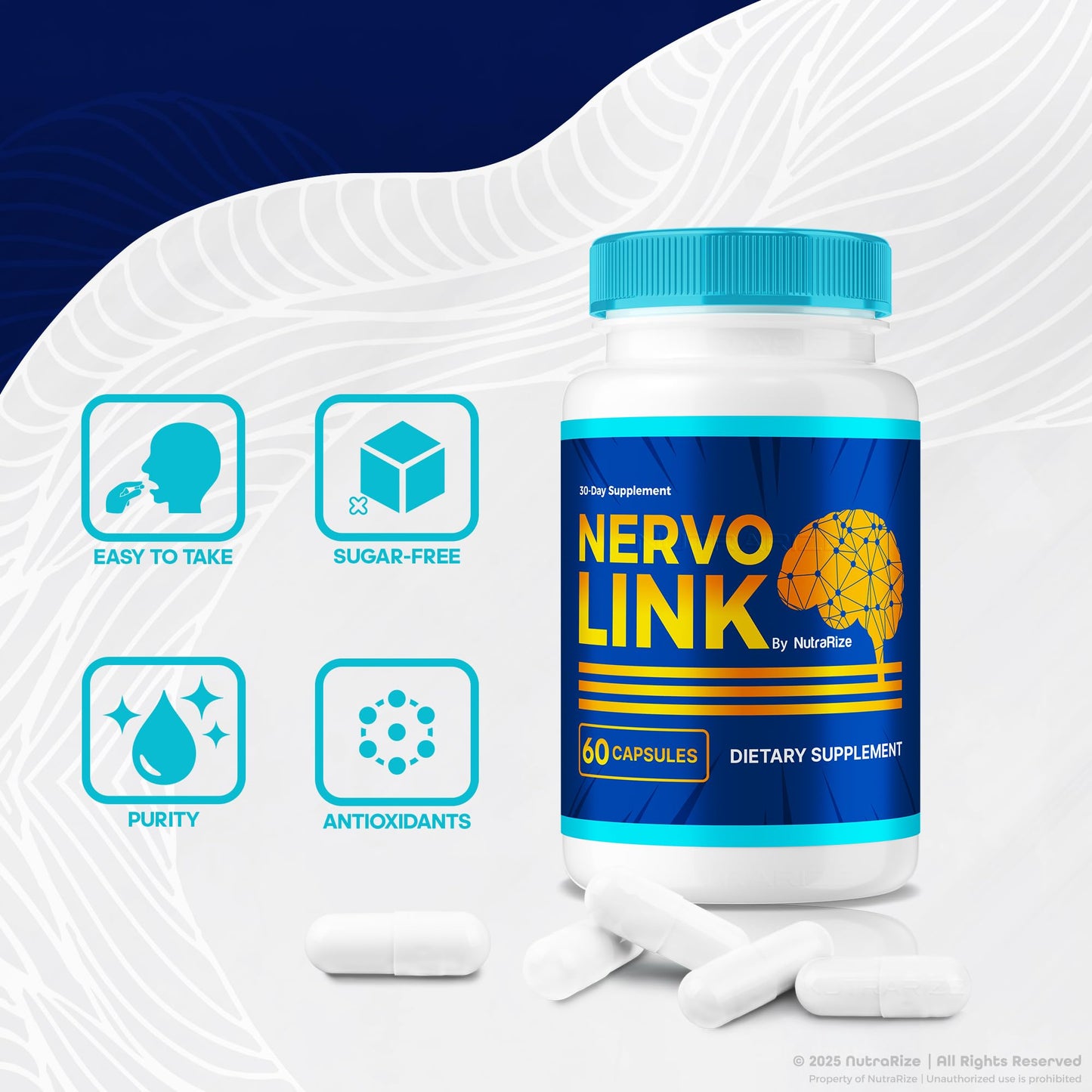 NutraRize NervoLink Daily Support Capsules, 60 Count