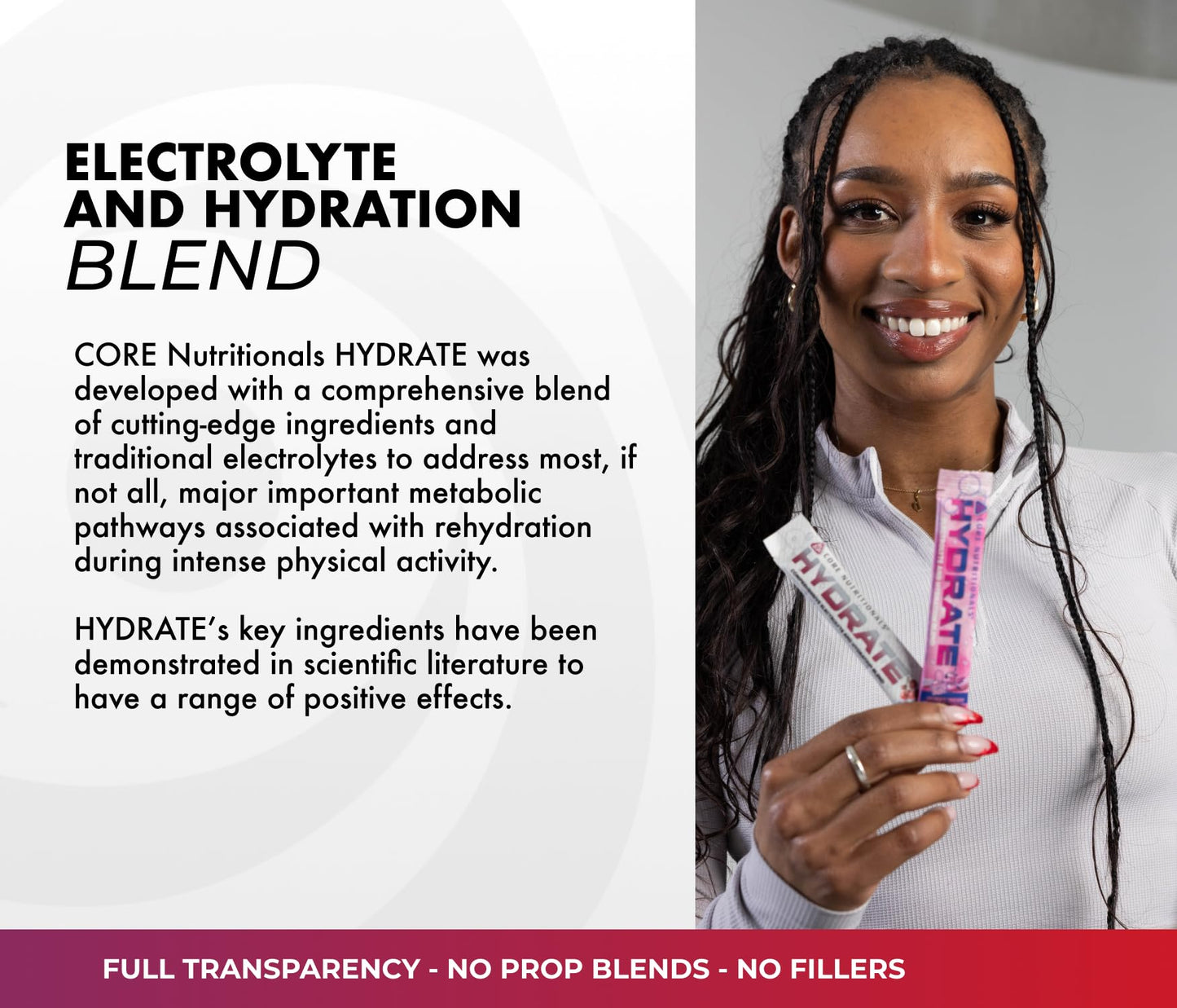 Core Nutritionals Hydrate Electrolyte Mix Powder Fun Sweets Cherry Berry 8 oz