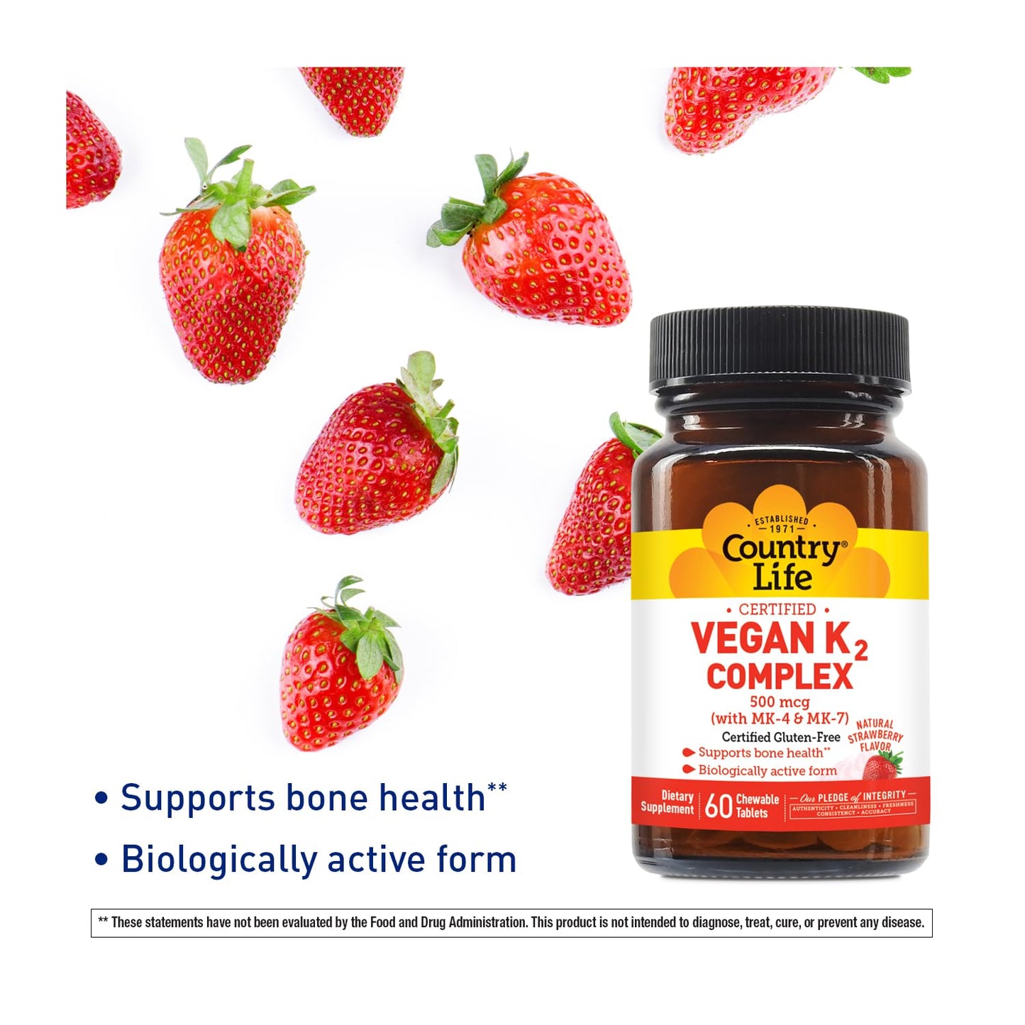 Country Life Vegan K2-500 mcg Tablet, 60 Count