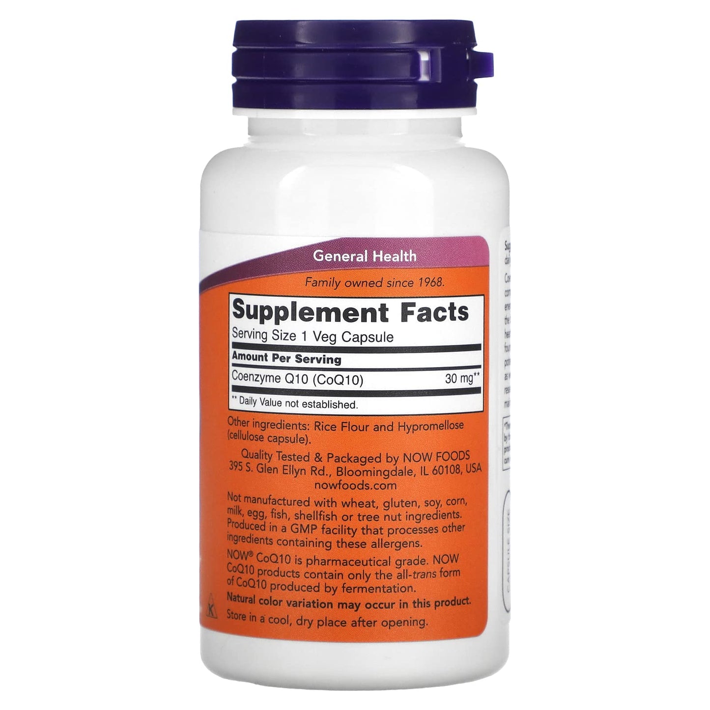 NOW Foods Co Q10 30mg Capsule, 60 Count