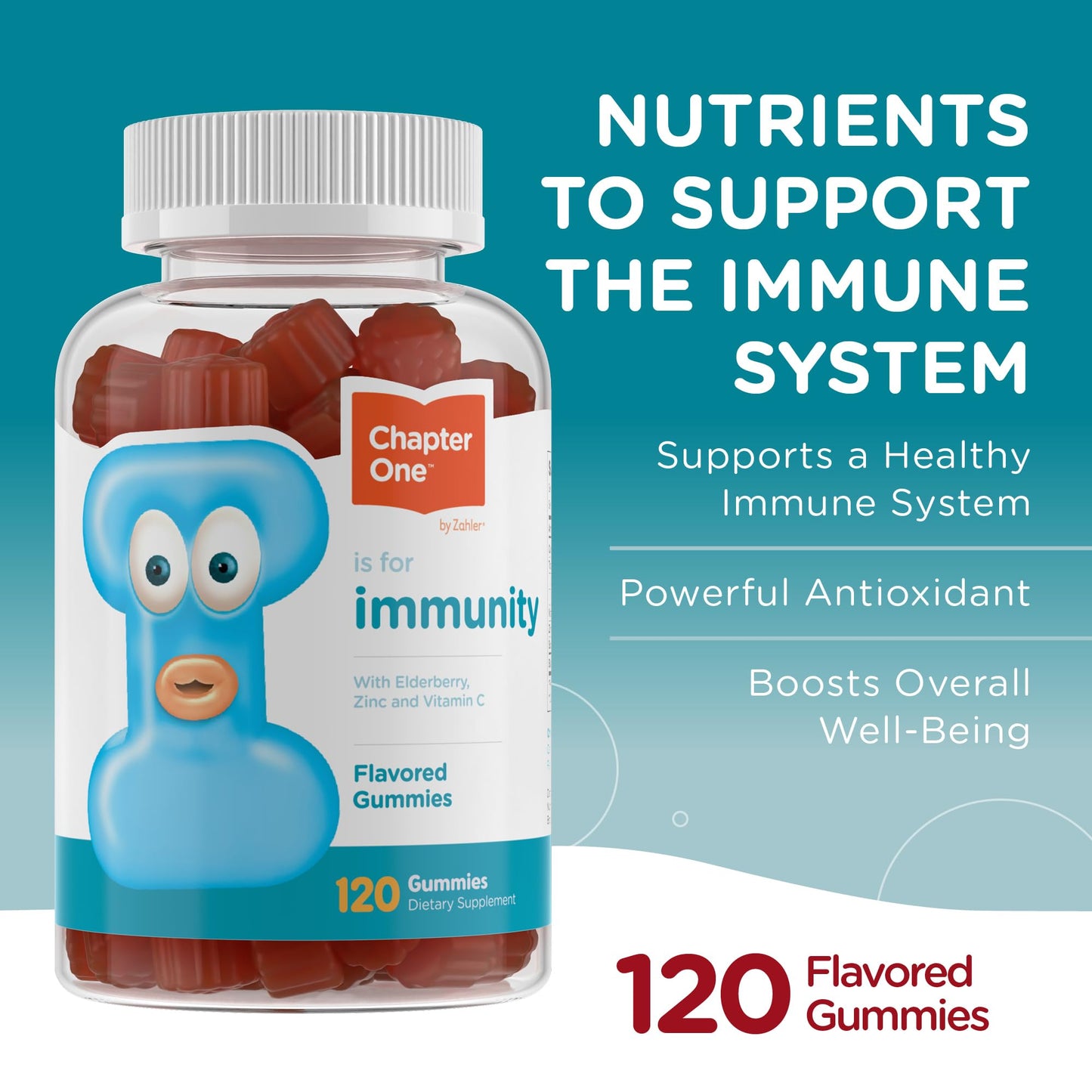 Zahler Chapter One Immune Support Gummies with Vitamin C, Zinc & Black Elderberry for Kids & Adults, 120 Gummies