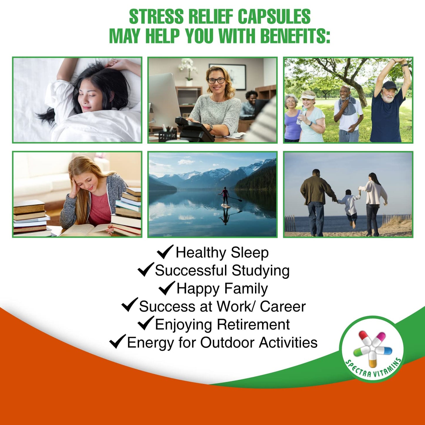 Spectra Vitamins Stress Relief for Adults Capsules 60 Count