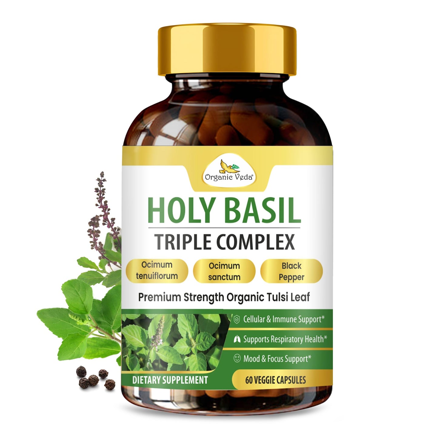 Organic Veda Holy Basil Capsules, 60 Count