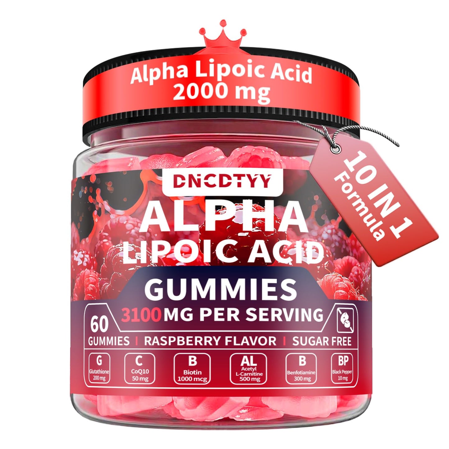 DNCDTYY Alpha Lipoic Acid Gummies 2000mg Triple Strength Neuropathy Support, 60 Count