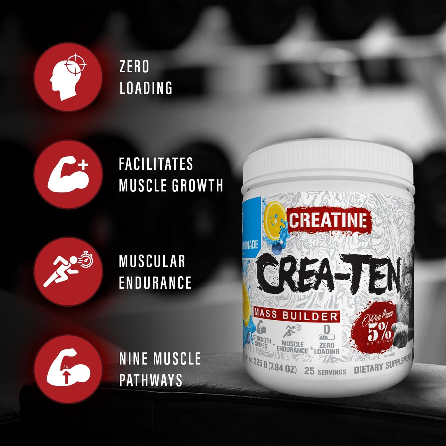 5% Nutrition CreaTEN Creatine Complex + Accelerators Powder 7.94 Ounce