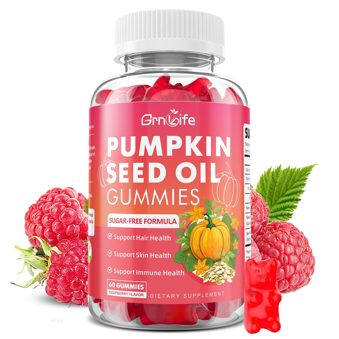 GrnLife Pumpkin Seed Oil Gummies with Saw Palmetto, 60 Count