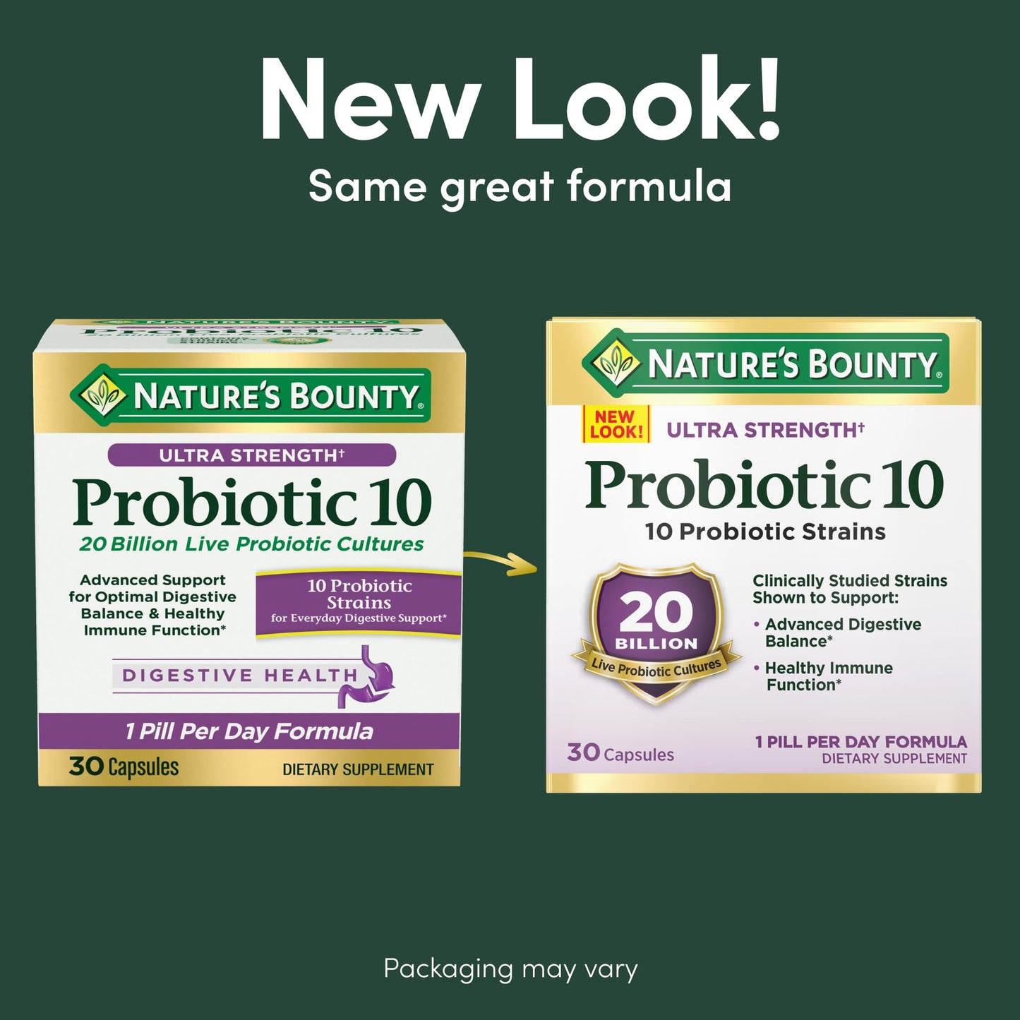 Nature's Bounty Probiotic 10 Daily Probiotic Supplement for Digestive, Immune, and Upper Respiratory Support, Ultra Strength Capsules, 30 Count