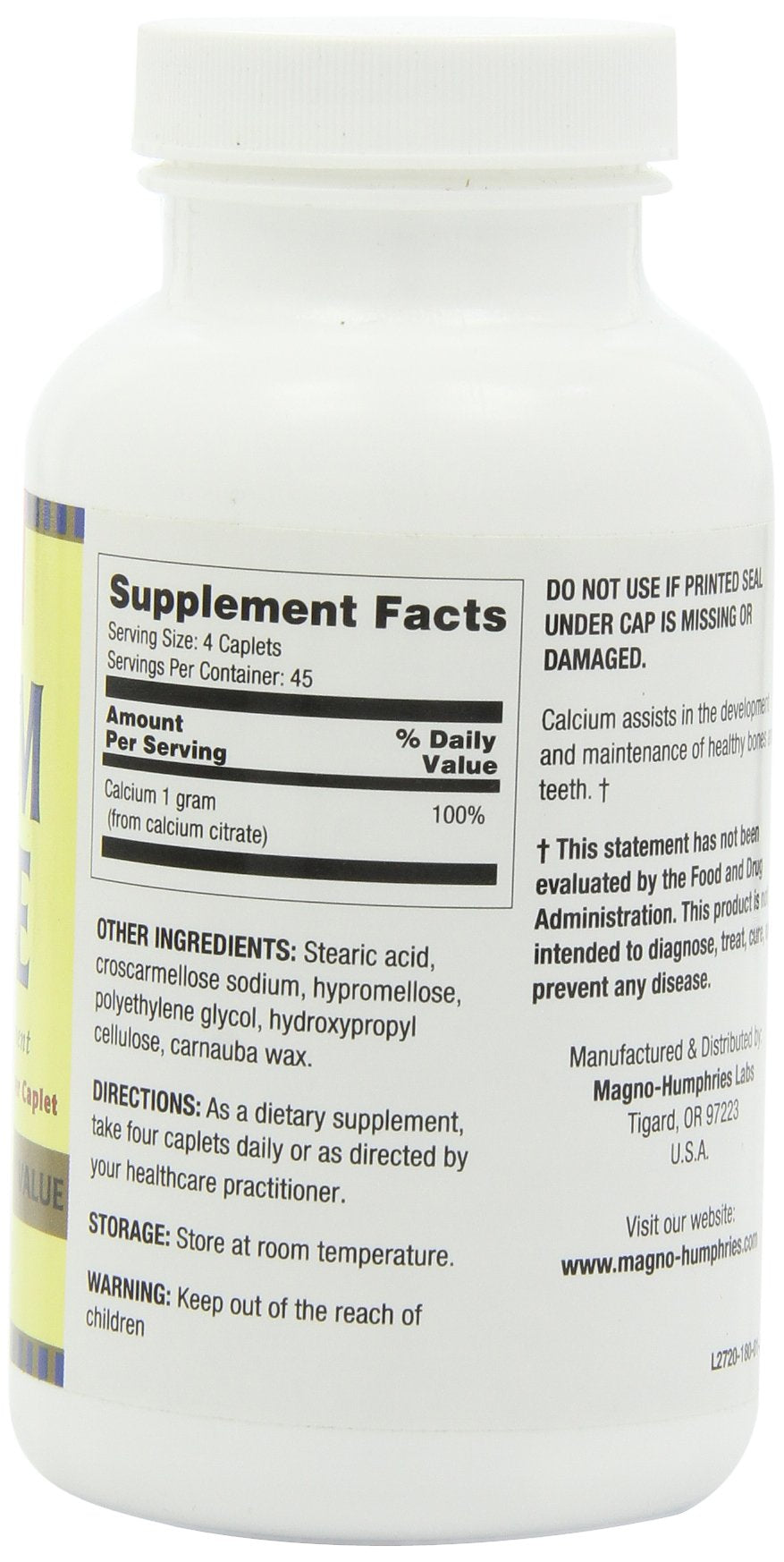 Nature's Way Optimum Calcium Citrate Caplets, 180 Count