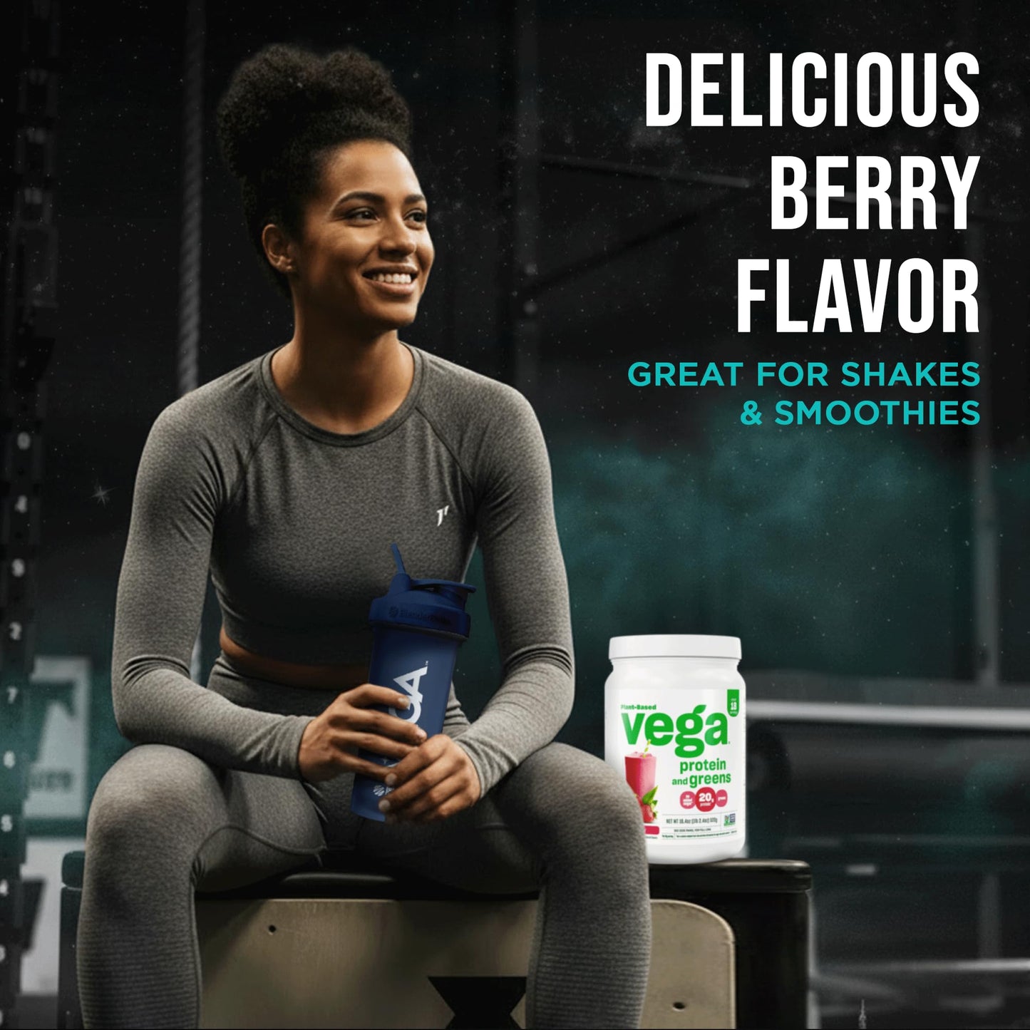 Vega Premium Protein + Supergreens Berry Protein Powder, 18.4 oz
