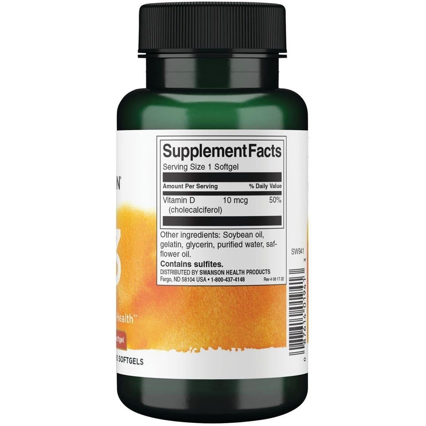 Swanson Vitamin D3 400 IU (10 mcg) Bone Support Capsules, 250