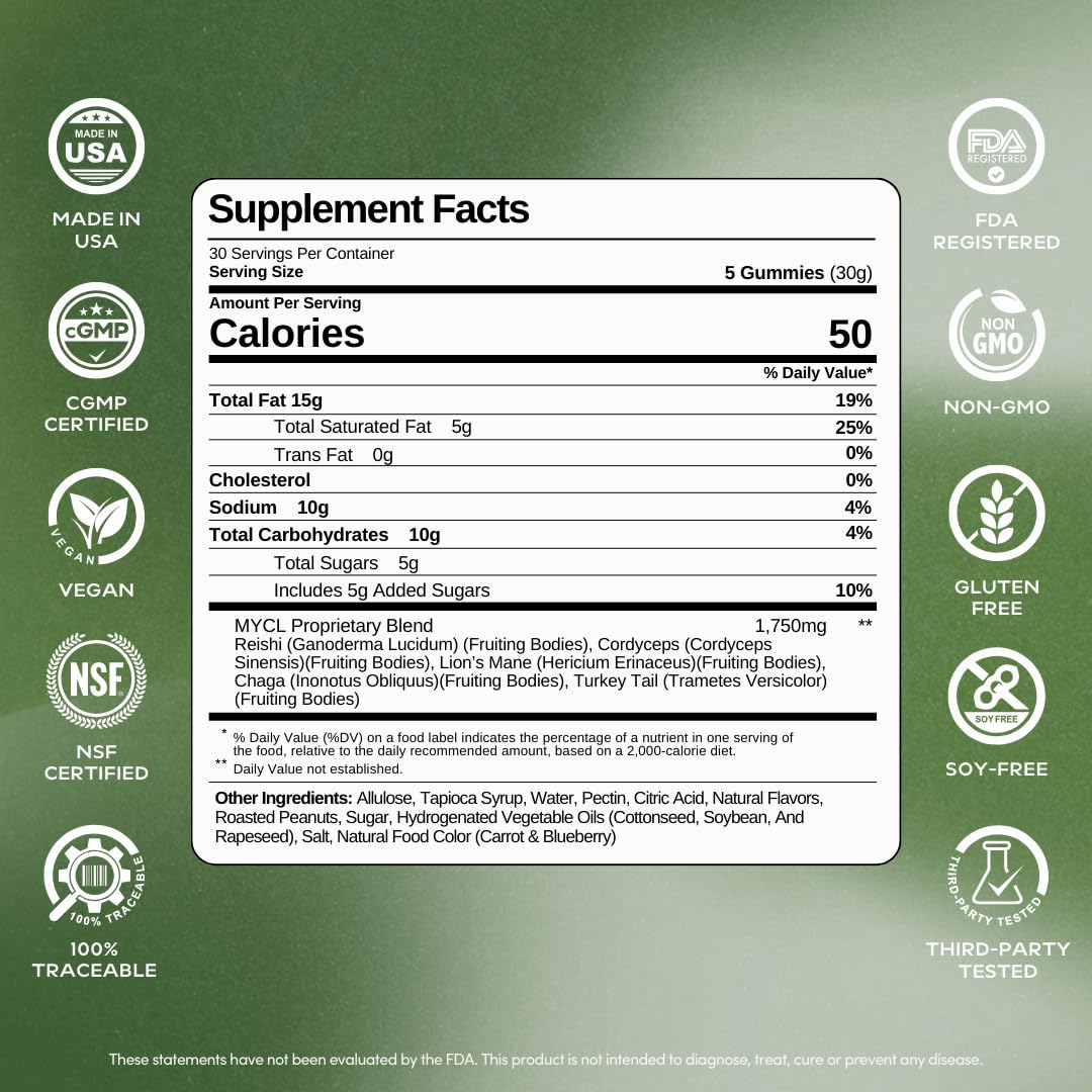 MYCL Youth Daily Vitamin Mushroom Gummies Gummy 150-count
