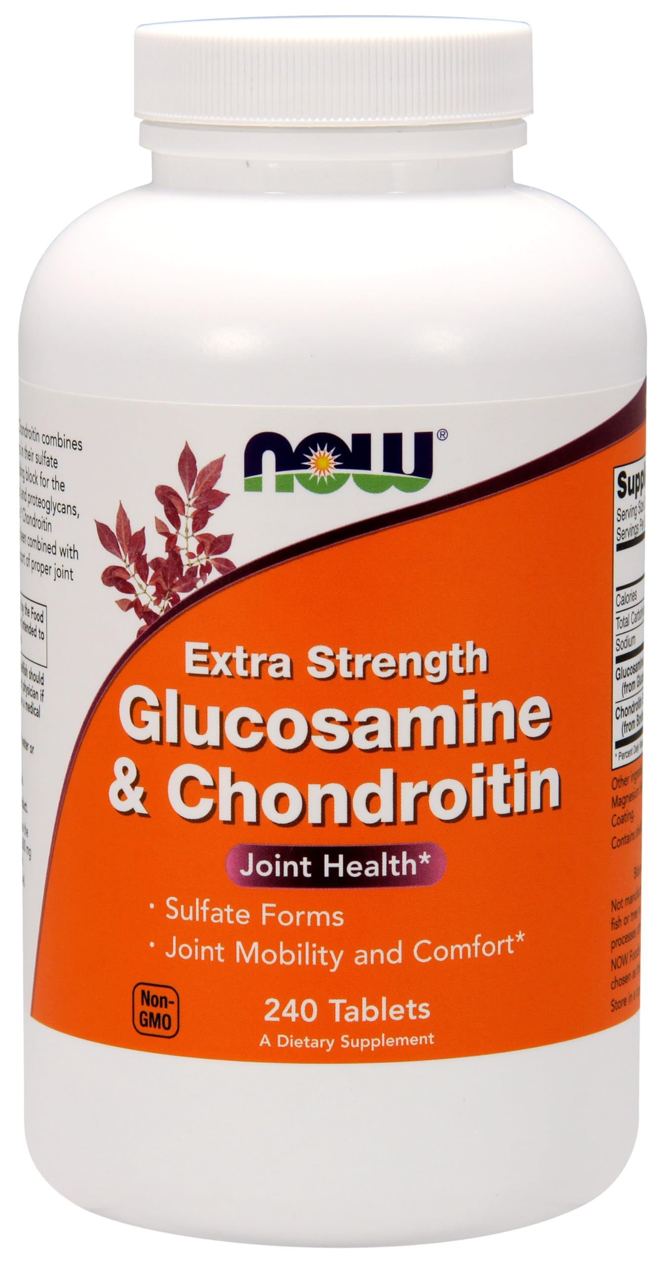 NOW Foods Glucosamine and Chondroitin 750-600 mg Tablet, 240 Count