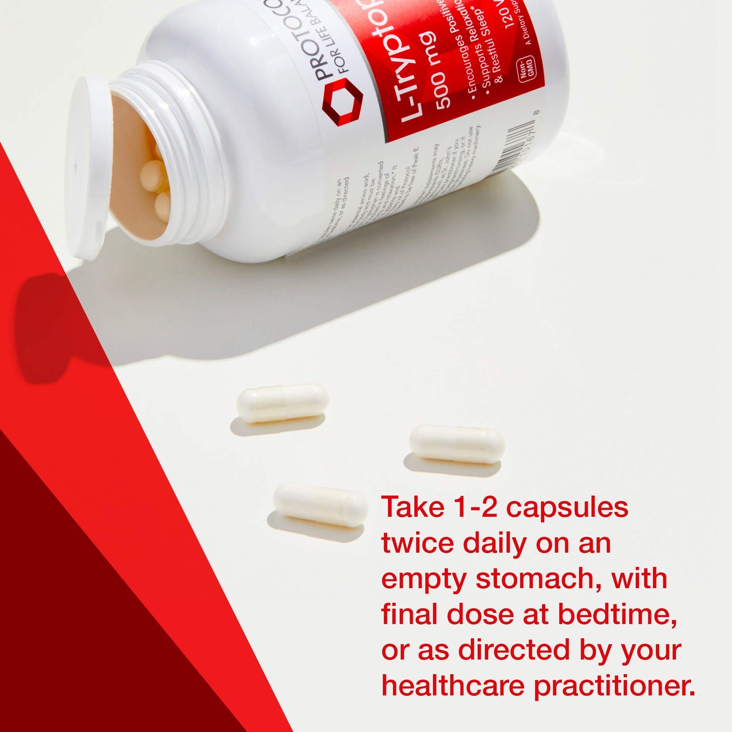 Protocol For Life Balance L-Tryptophan 500 mg Veg Capsules, 120 Count
