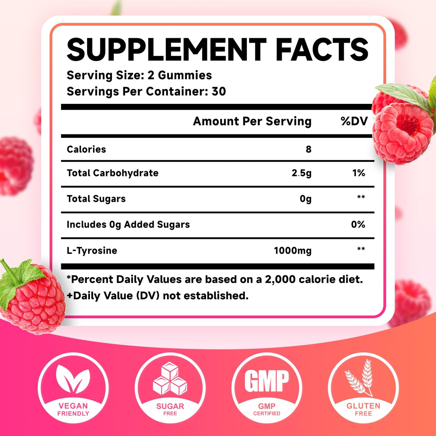 MEENCCD L-Tyrosine Gummies 1000mg, 120 Count