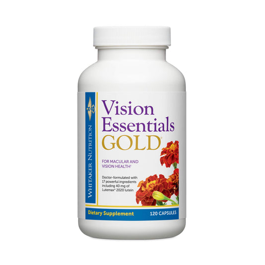 DR.WHITAKER Vision Essentials Gold Eye Health Supplement with 40 mg Lutein Plus, Zeaxanthin & Taurine, 120 Capsules