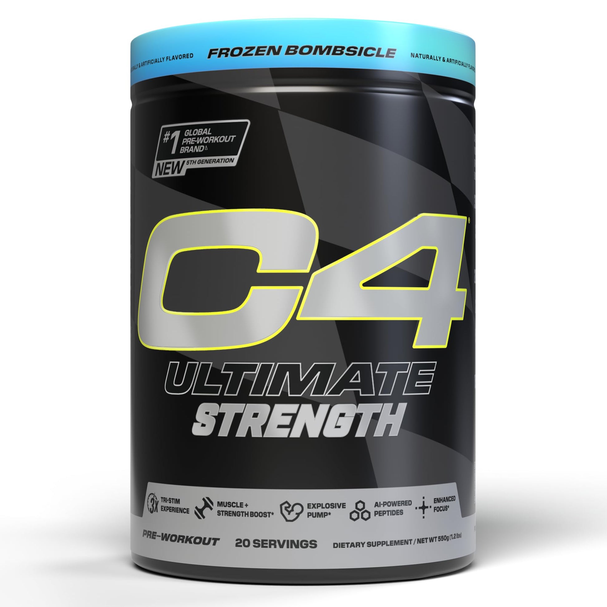 C4 Ultimate Strength Pre Workout Powder Frozen Bombsicle, 20 Servings