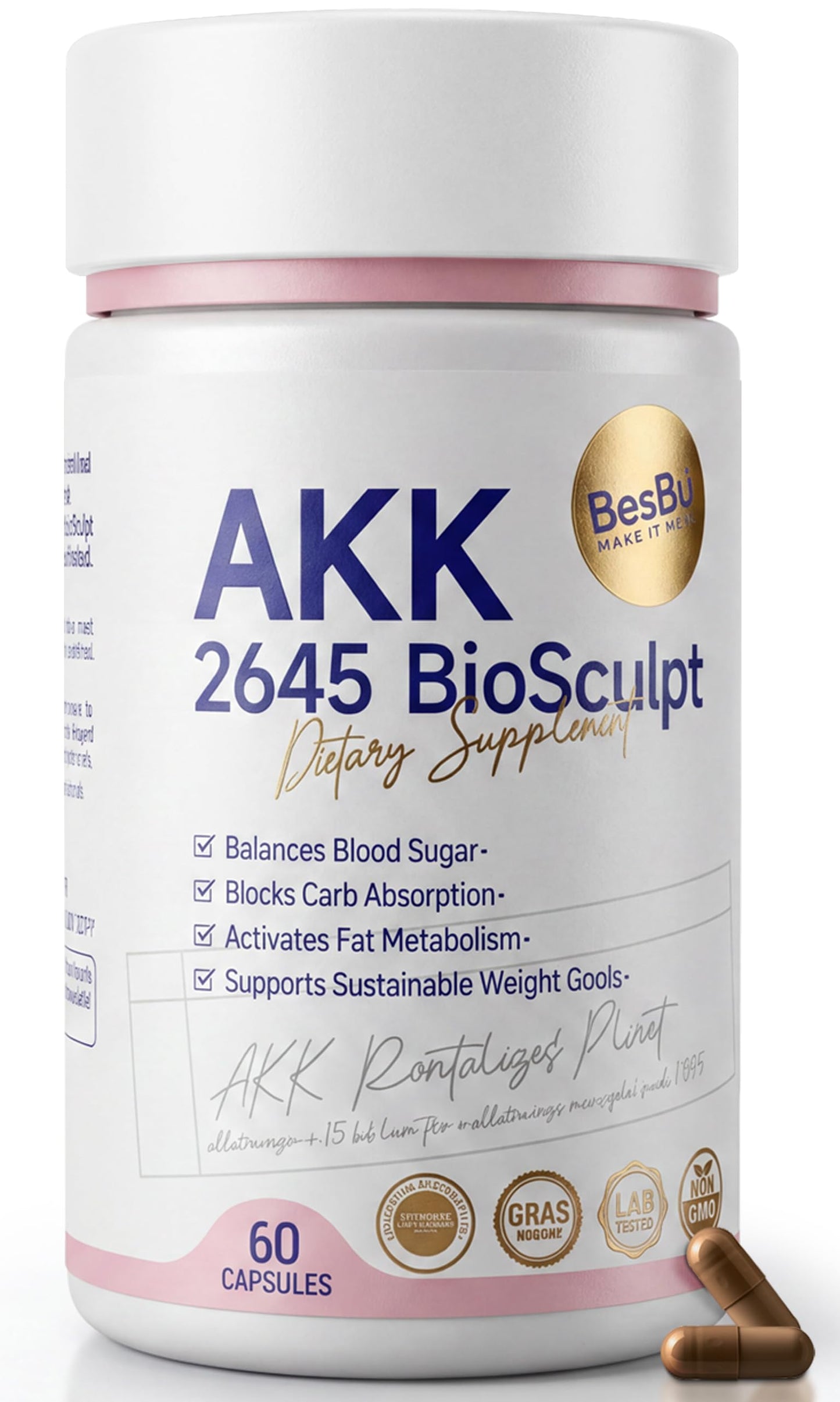 Besbio Metabolic Support Supplement - Probiotic & Botanical Blend with White Kidney Bean, Green Coffee Bean Extract & PQQ 60 Capsules