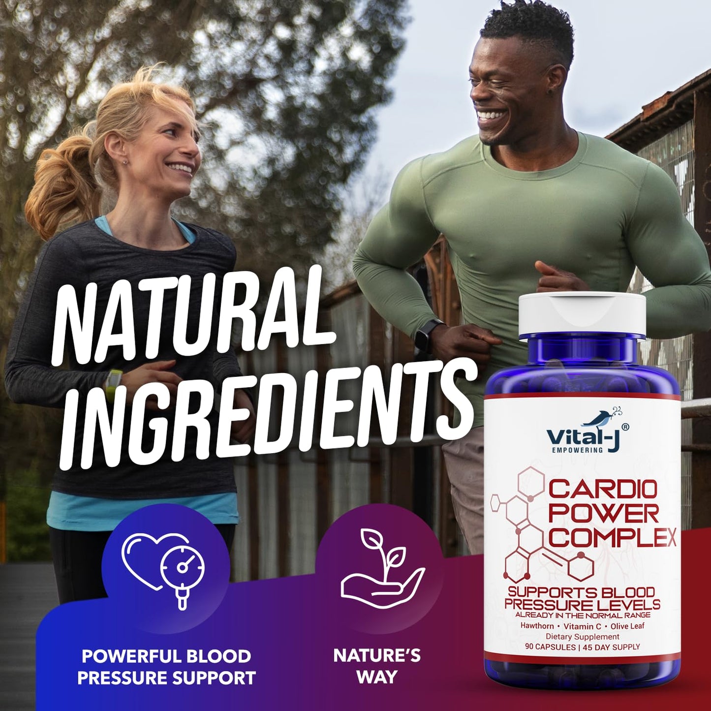 Vital-J Empowering Cardio Power Complex Premium Blood Pressure Support Supplement with Garlic, Hawthorn, Hibiscus, Olive Leaf - 13 Natural Ingredients, 90 Capsules