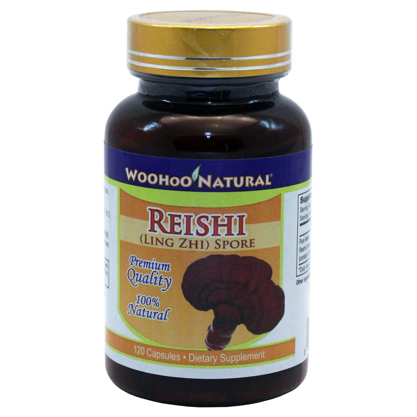 Woohoo Natural Reishi (Ling Zhi) Spore Capsules, 120 Count