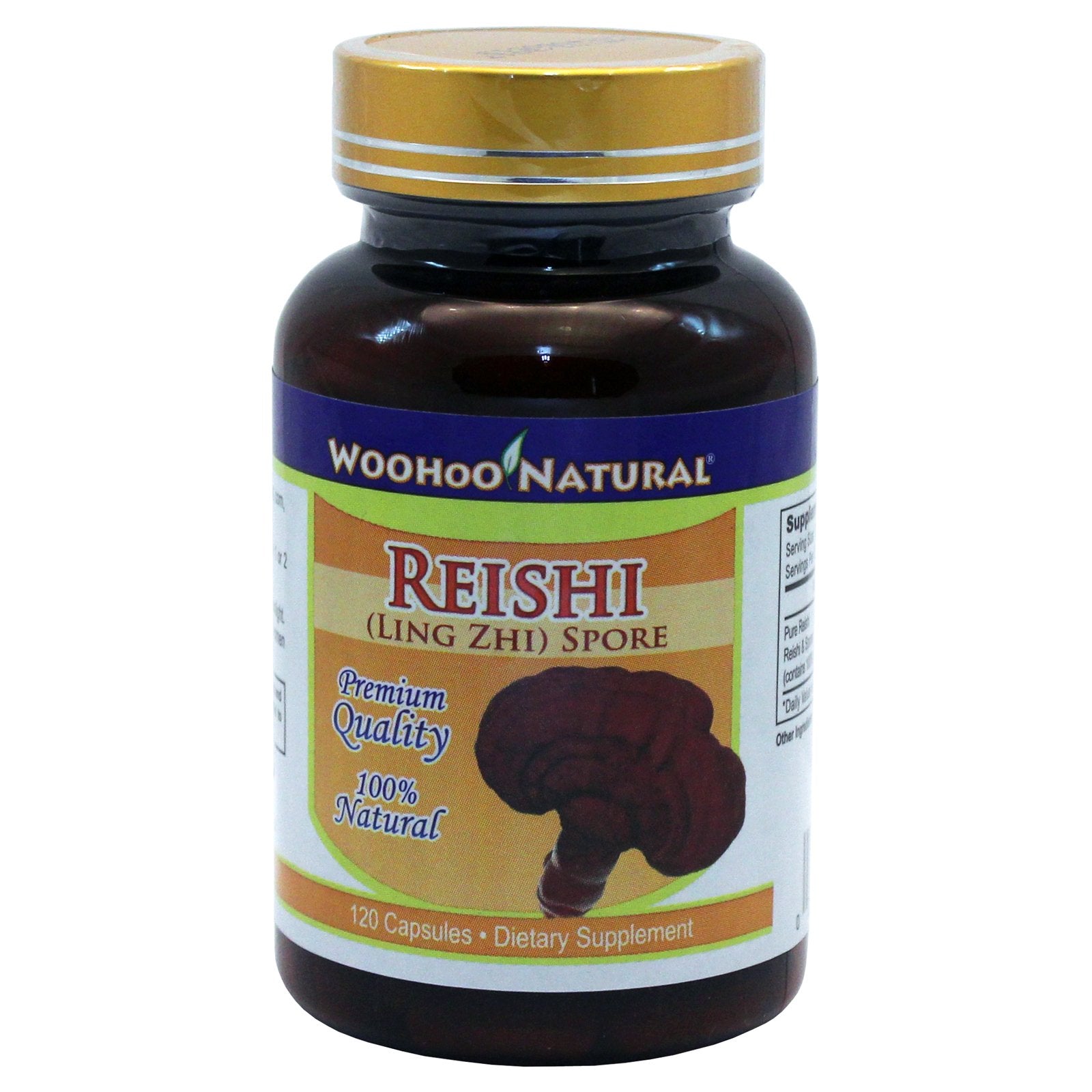 Woohoo Natural Reishi (Ling Zhi) Spore Capsules, 120 Count