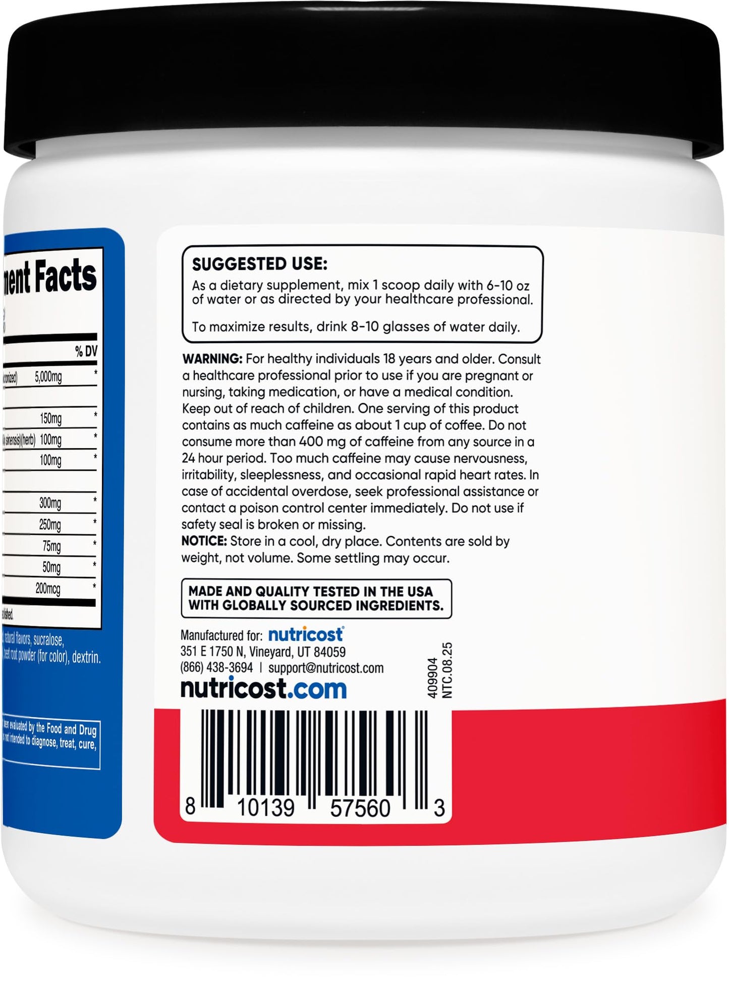 Nutricost Creatine + Energy Powder, 9 oz
