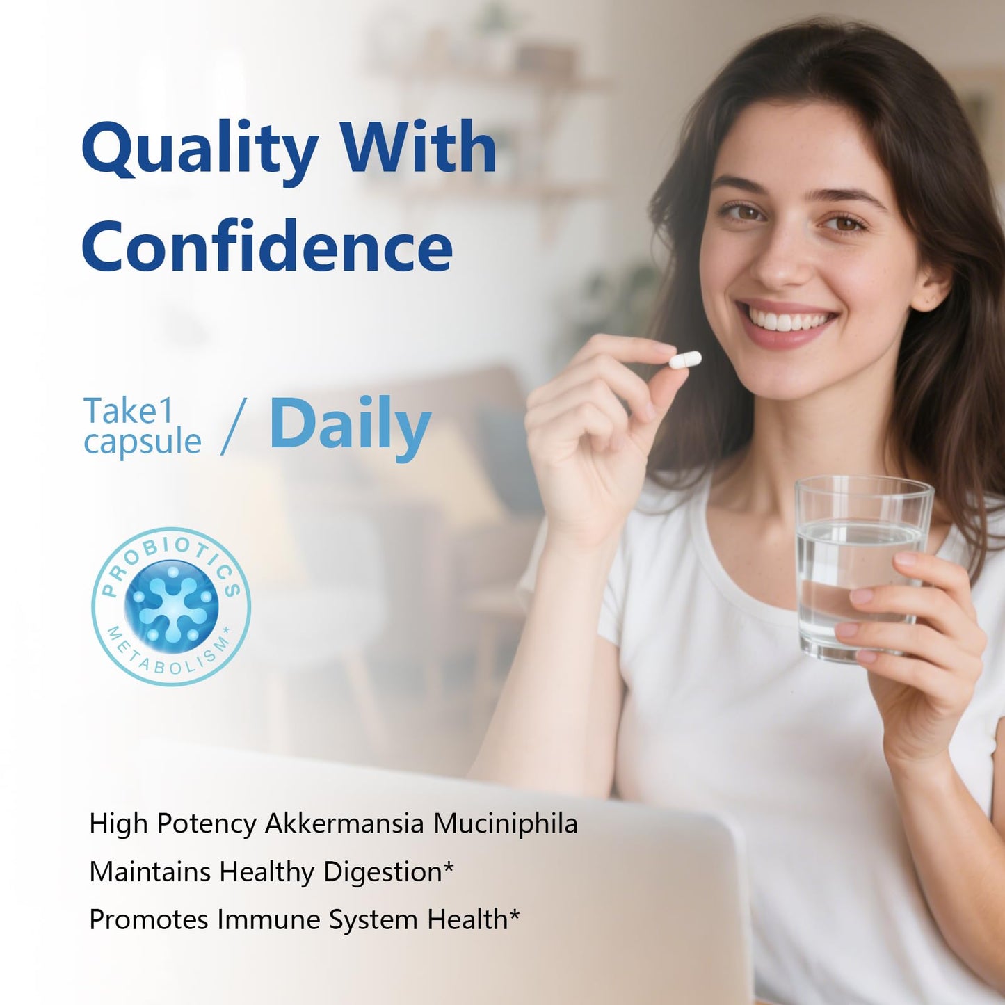 Ciyive Akkermansia muciniphila Probiotic Supplement 1000 mg, 60 Capsules