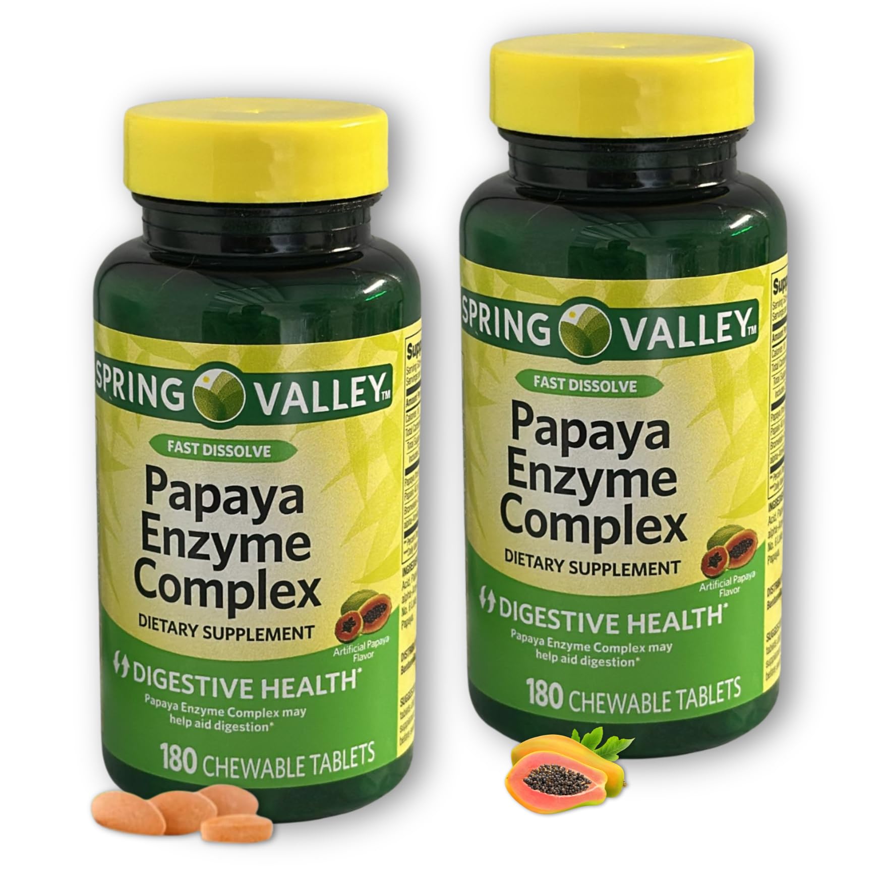 FUSION SHOP STORE Papaya Enzyme Chewable Tablets Complex, 180 Tablets