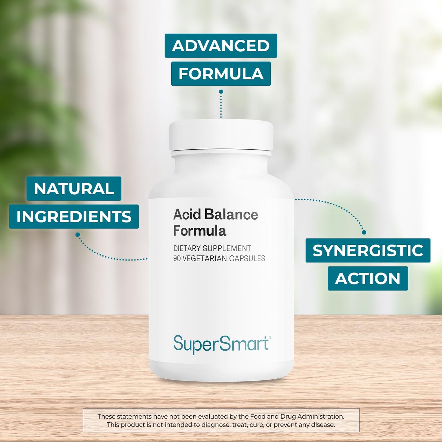 Supersmart Acid Balance Formula (Advanced Complex) with Zinc L-Carnosine, Slippery Elm Extract, Licorice Root, 90 Vegetarian Capsules