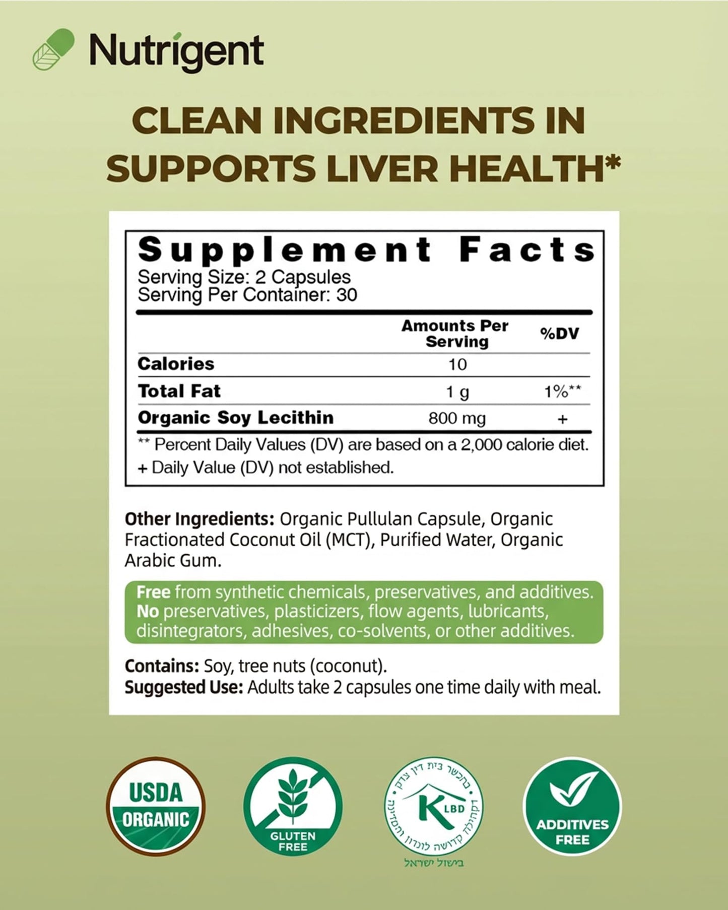 Nutrigent Soy Lecithin Supplement Capsule, 60 Count