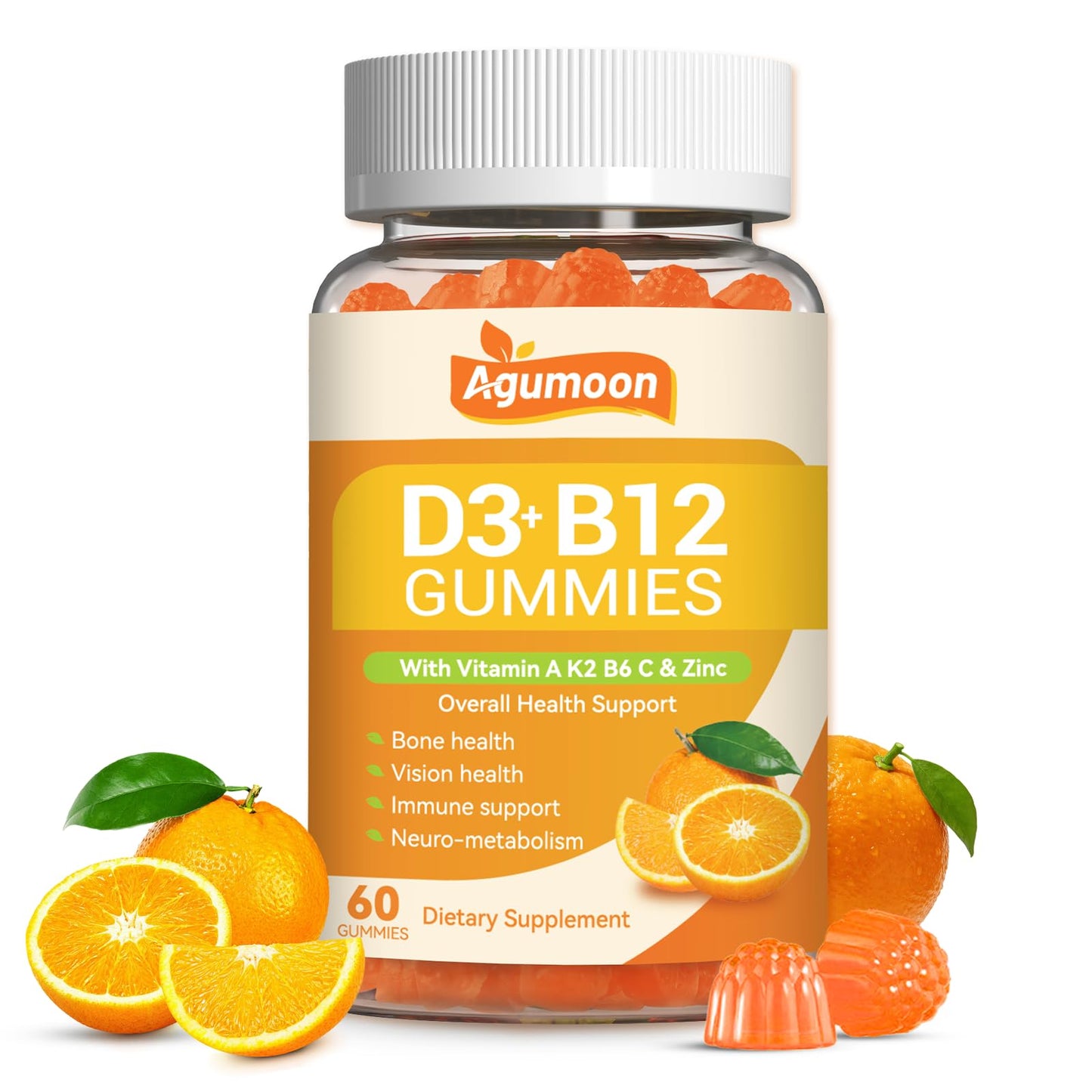 Agumoon Vitamin D3 B12 Gummies 60 Count