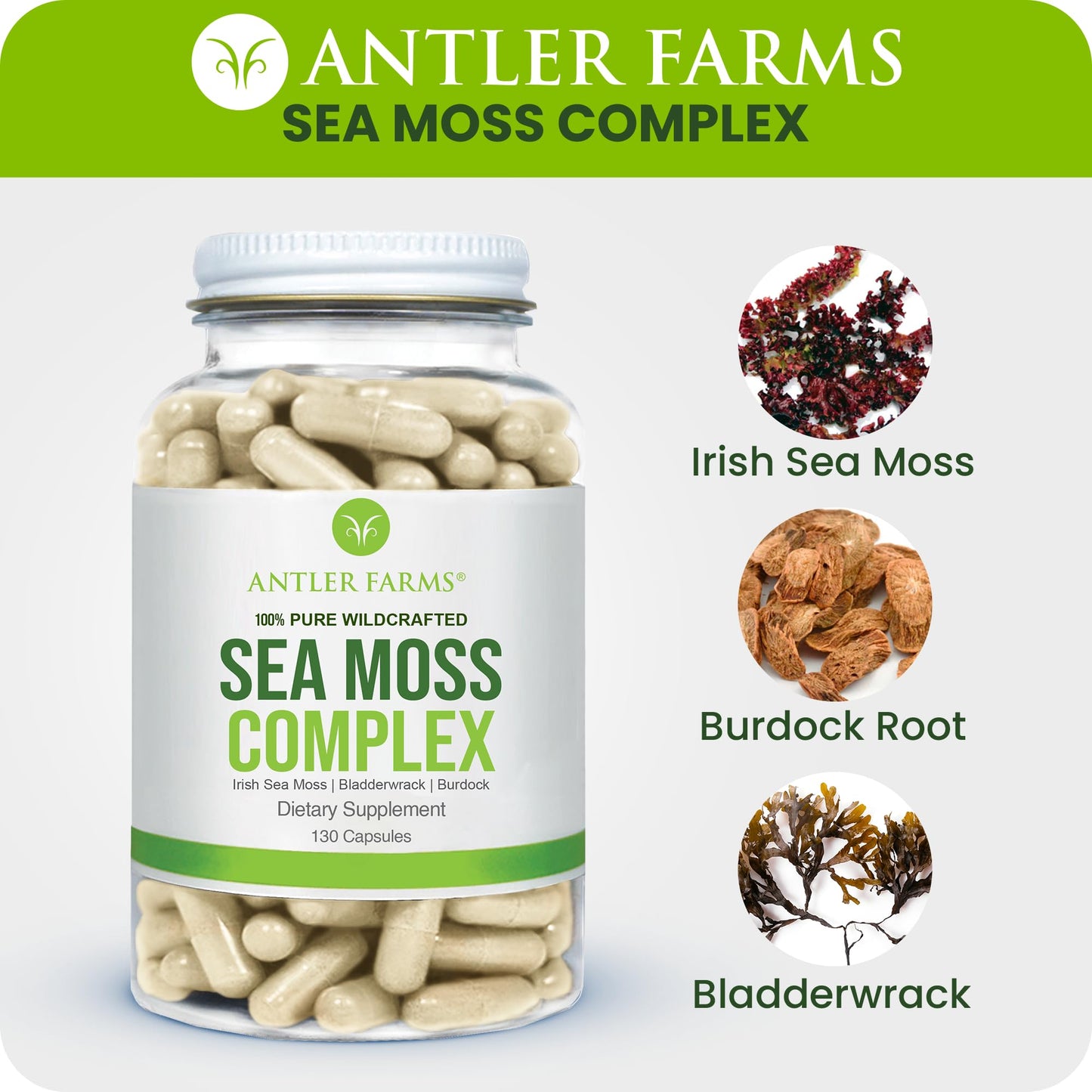 Antler Farms Sea Moss Complex Capsules 130 Count