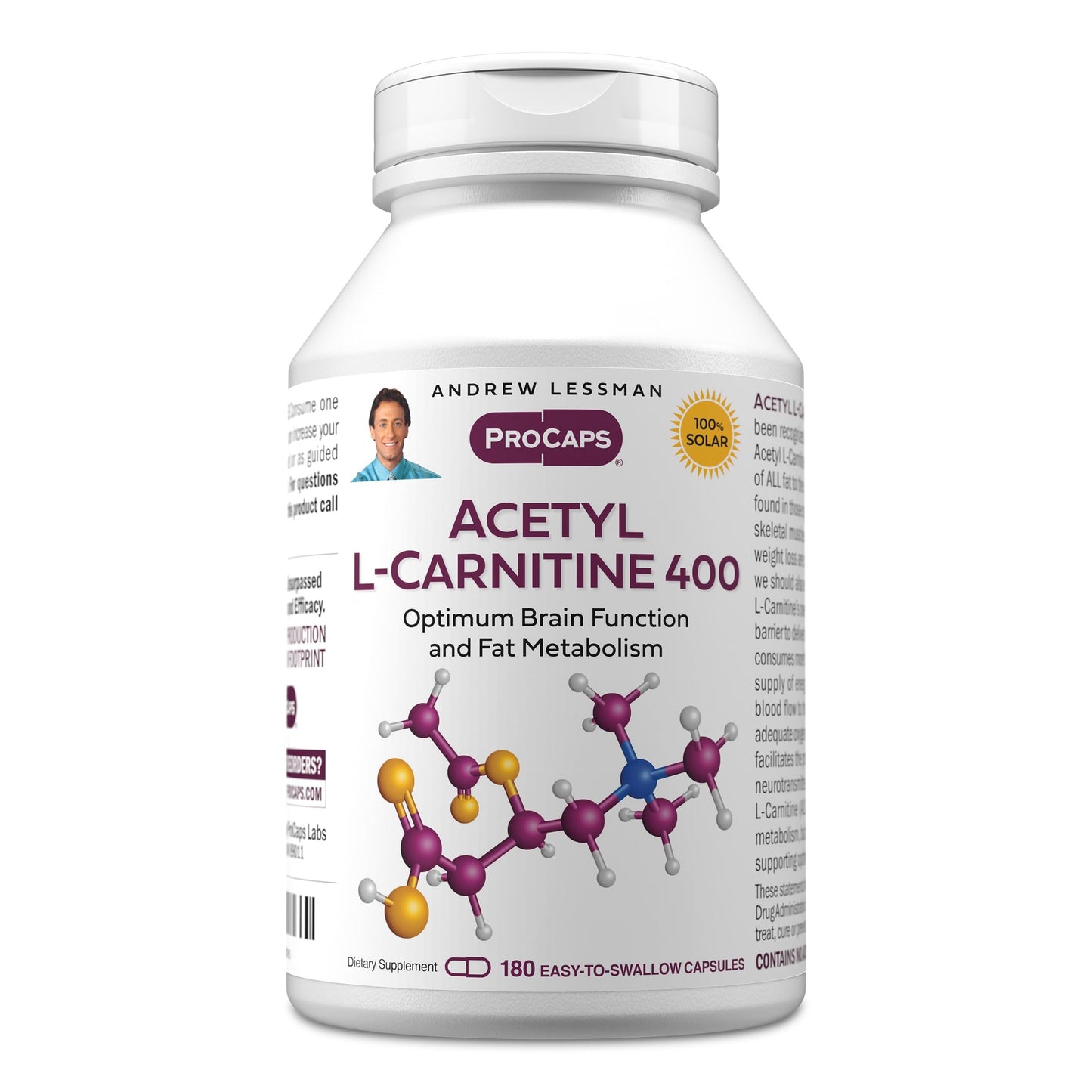 ANDREW LESSMAN Acetyl L-Carnitine 400 mg Capsule 180 Count