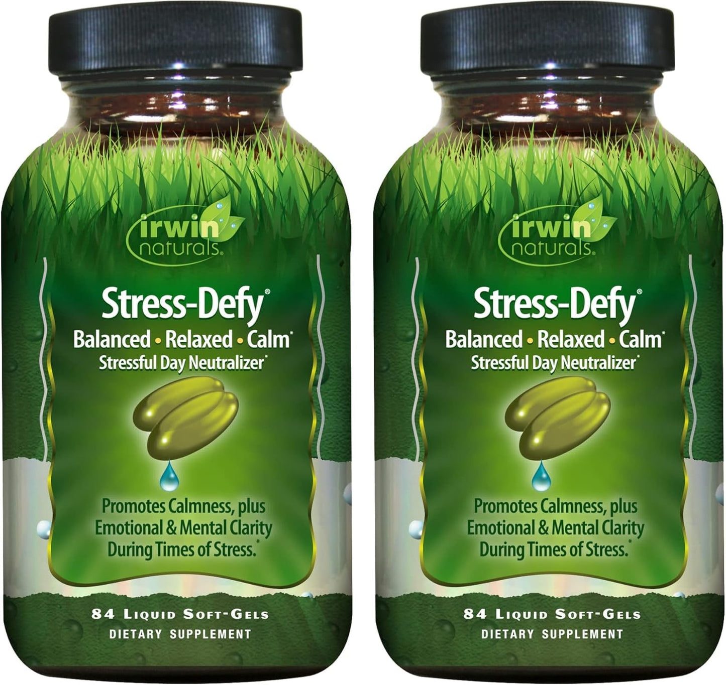 Irwin Naturals Stress-Defy Mood Support Soft-Gels, 84 Count, 2-Pack
