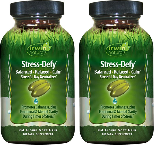 Irwin Naturals Stress-Defy Mood Support Soft-Gels, 84 Count, 2-Pack