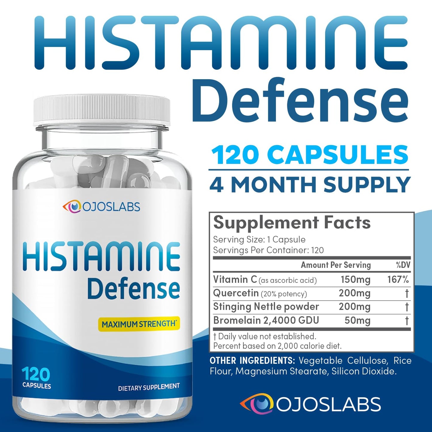 OjosLabs Advanced Histamine Defense Capsule, 120 Capsules