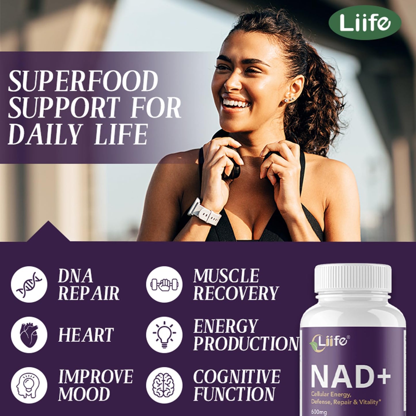 LIIFE Nicotinamide Adenine Dinucleotide 600mg Capsule, 90 Count