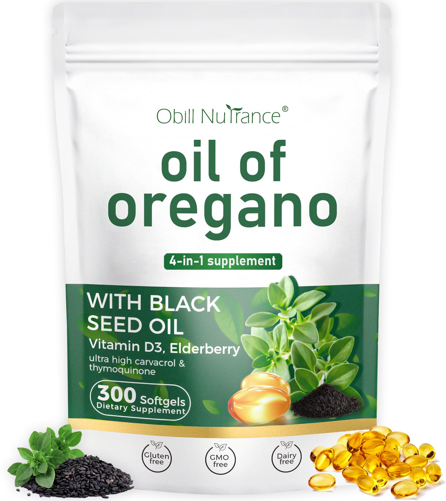 Obill NuTrance Oil of Oregano Softgels 300 Count
