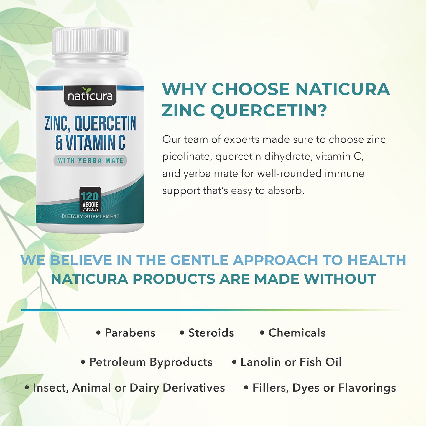 Naticura Zinc Quercetin Immune Support Supplement with Vitamin C Capsule 1 Count