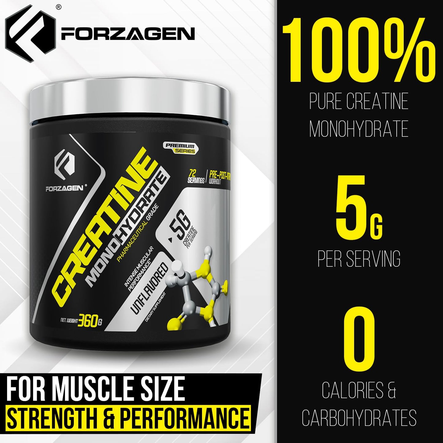 Forzagen Creatine Monohydrate Powder, 12.7 Ounce