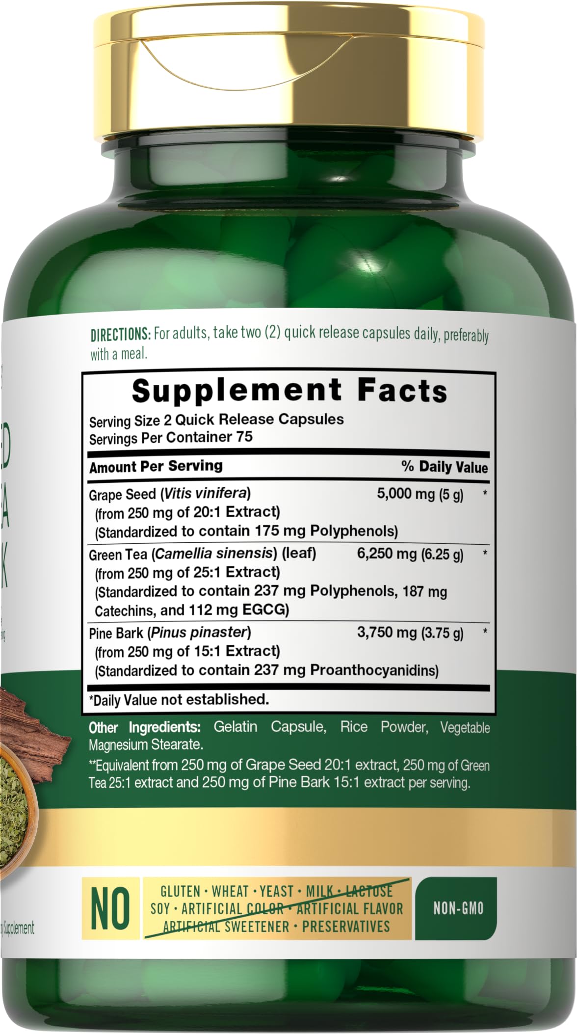 Carlyle Grape Seed Green Tea & Pine Bark Complex Capsules, 150 Count