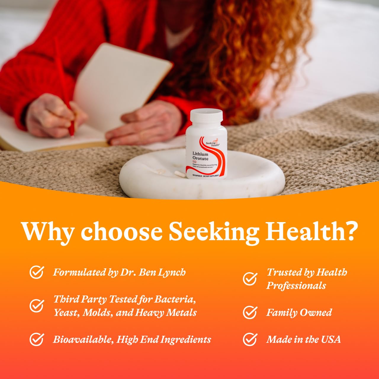 Seeking Health Lithium Orotate Mineral Supplement Capsules, 5 mg, 100 Capsules